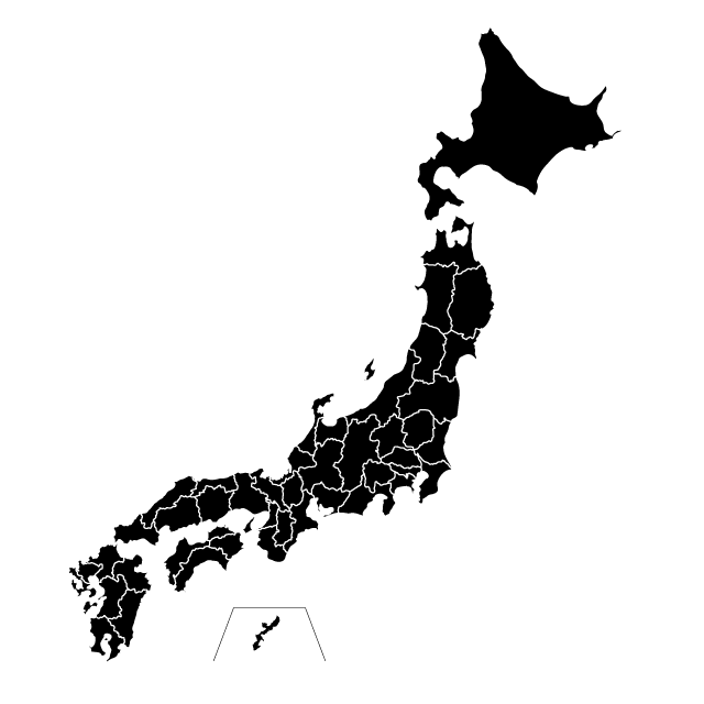 形で当てる 簡単なおもしろ都道府県 地図シルエットクイズ